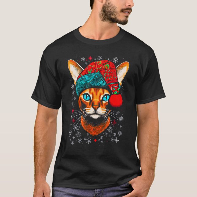 T-shirt Abyssinian Cat Christmas (Devant)
