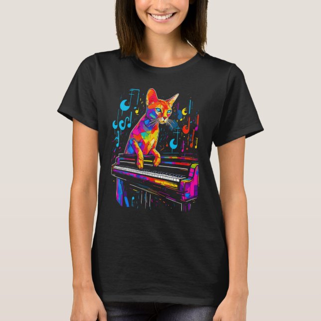 T-shirt Abyssinian Cat Piano (Devant)