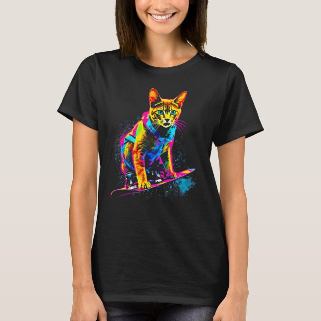 T-shirt Abyssinian Cat Snowboard (Devant)