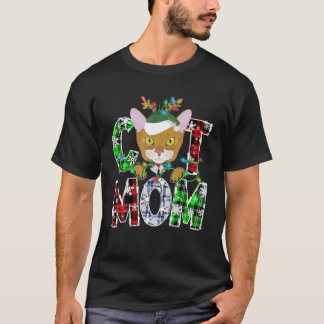 T-shirt Abyssinian Chat Maman Lights Jeu de Noël Pajama Re