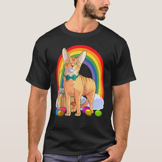 T-shirt Abyssinian Chat Oeufs de Pâques Bunny Raglan (Devant)