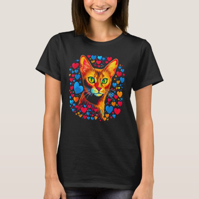 T-shirt Abyssinian Chat Rouge bleu (Devant)