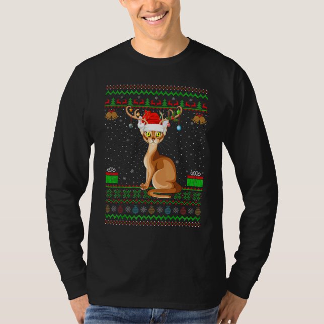 T-shirt Abyssinian Chat Santa Hat Correspondant Vilain Aby (Devant)
