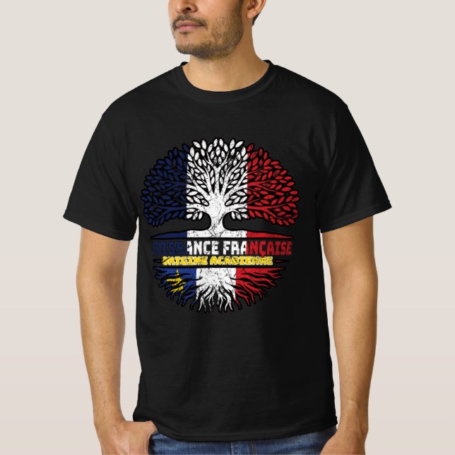 T-shirt Acadia Acadian French France Tree Roots Flag (Devant)