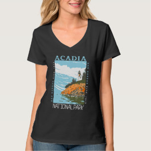T-shirt Acadia National Park Bar Harbour Lighthouse Vintag