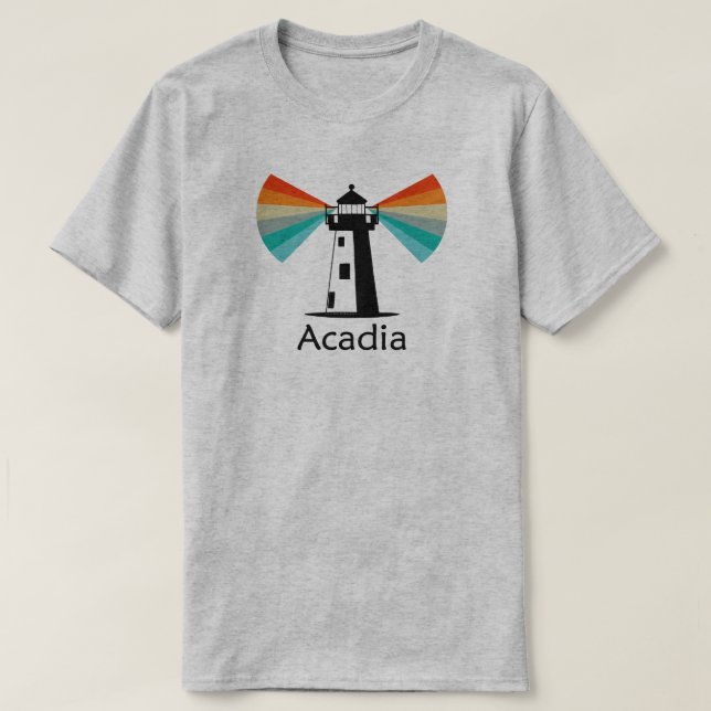 T-shirt Acadia National Park Lighthouse Rainbow (Design devant)