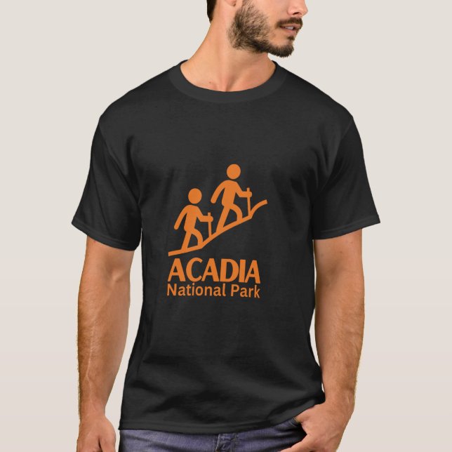 T-shirt Acadia Park Hiker Cadillac Bar Harbour Maine Tops, (Devant)