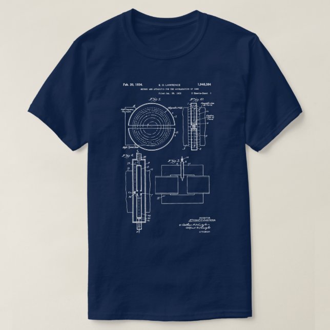 T-shirt Accélérateur de particules brevet 1934 cern nobel  (Design devant)