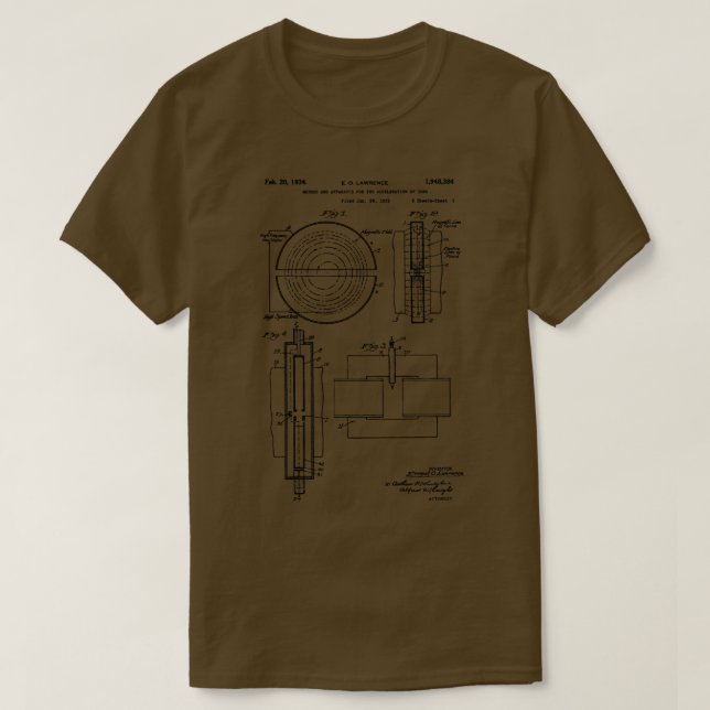T-shirt Accélérateur de particules brevet 1934 cern nobel  (Design devant)