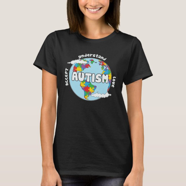 T-shirt Accept Understand Love Earth Puzzle Autism Awarene (Devant)