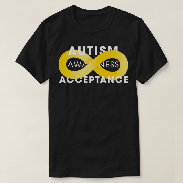 T-shirt Acceptation de l'autisme avec l'infini de l'or (Design devant)