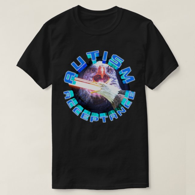 T-shirt Acceptation de l'autisme Laser Space Eagle Maxing  (Design devant)