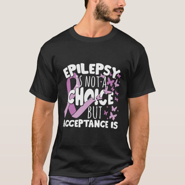 T-shirt Acceptation de l'épilepsie du ruban pourpre (Devant)