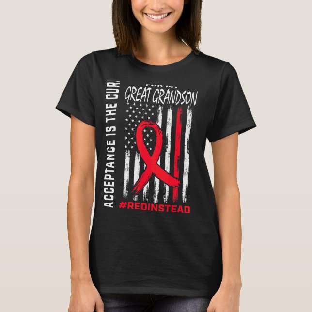 T-shirt Acceptation Redinstead Rouge Plutôt Autisme Grand  (Devant)