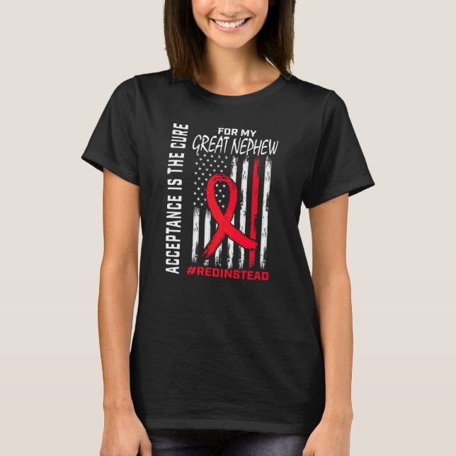 T-shirt Acceptation Redinstead Rouge Plutôt Autisme Grand  (Devant)