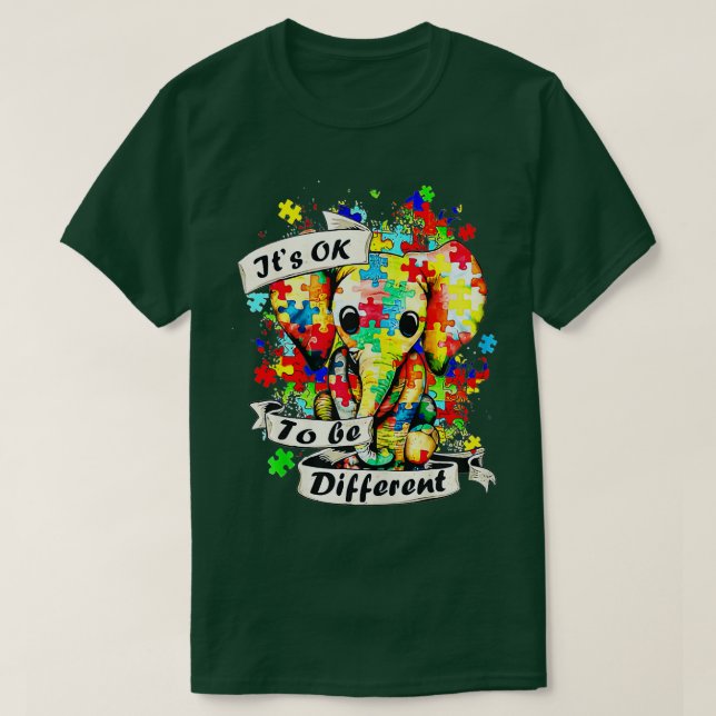 T-shirt Acceptation sensibilisation sur l'autisme Elephant (Design devant)