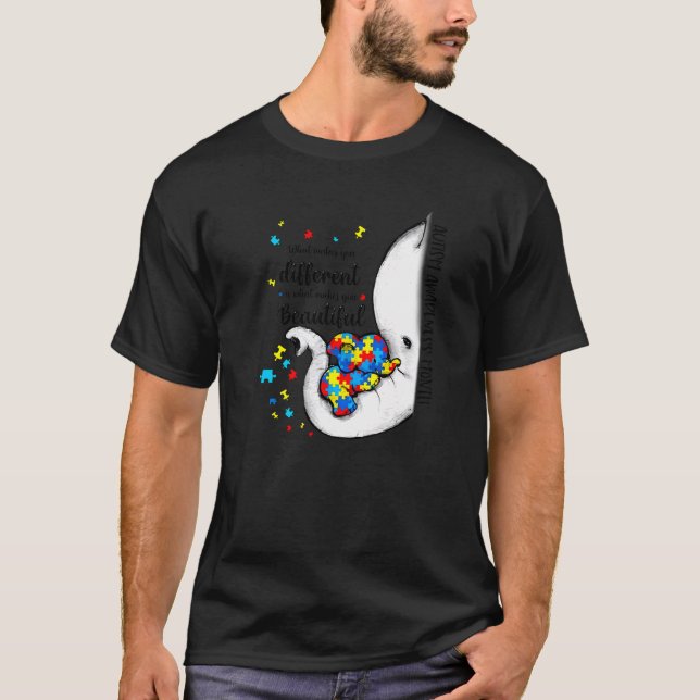 T-shirt Accepter Adapter Défendre Éléphant Éveil Autisme (Devant)