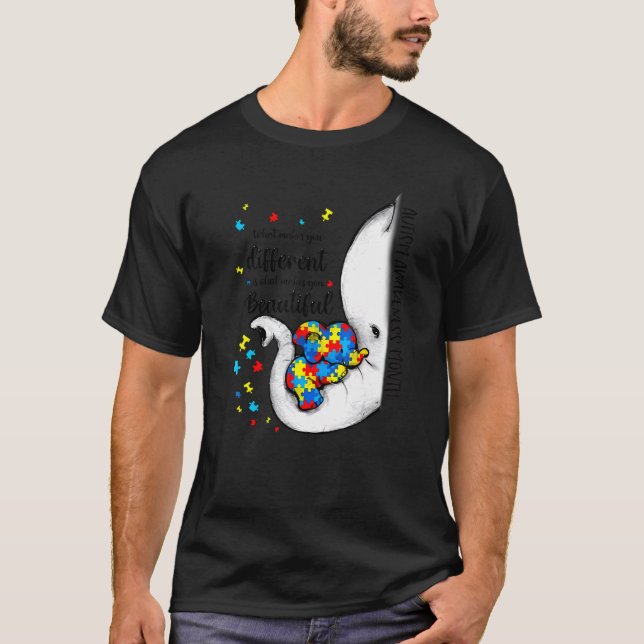T-shirt Accepter Adapter Défendre Éléphant Éveil de l'auti (Devant)
