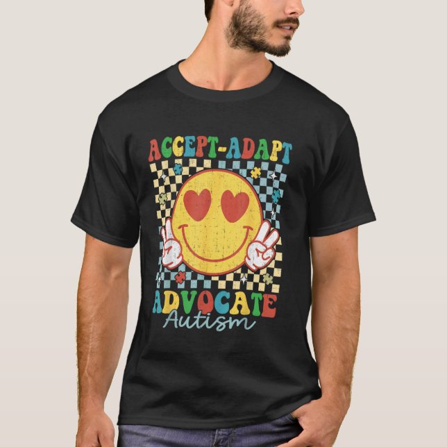 T-shirt Accepter Adapter Défendre Rétro Branché Sourire Au (Devant)
