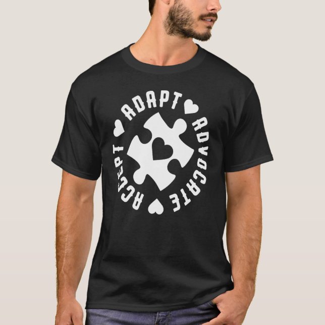 T-shirt Accepter Adapter Défendre Sensibilisation à l'auti (Devant)