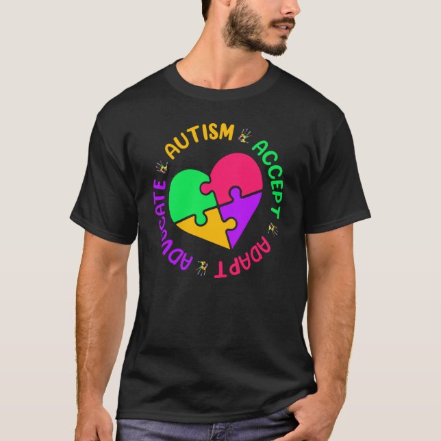 T-shirt Accepter Adapter Défendre Sensibilisation à l'auti (Devant)