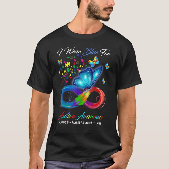 T-shirt Accepter Comprendre Amour Papillon Infini Autisme  (Devant)