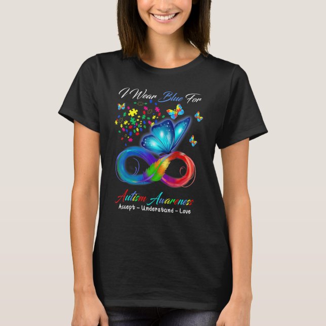 T-shirt Accepter Comprendre Amour Papillon Infini Autisme  (Devant)