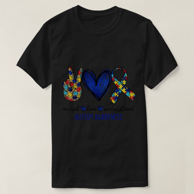 T-shirt Accepter Comprendre Amour Sensibilisation sur l'au (Design devant)