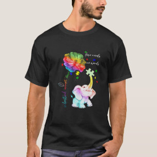 T-shirt Accepter Comprendre Elephant Daisy Puzzle Autism A