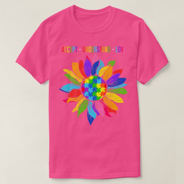T-shirt Accepter Comprendre L'Autisme D'Amour (Design devant)
