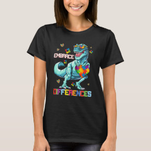 T-shirt Accepter la différence Puzzle de dinosaure Sensib
