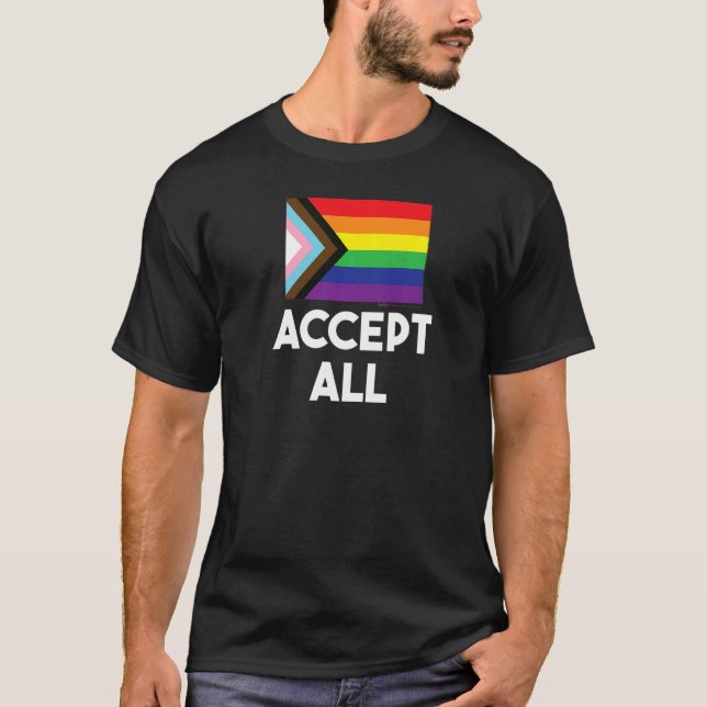 T-shirt Accepter le mot Gay pride d'indicateur de progress (Devant)