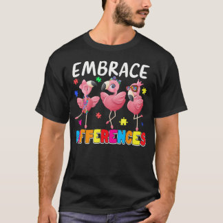 T-shirt Accepter les Différences Amoureux de Flamant Rose