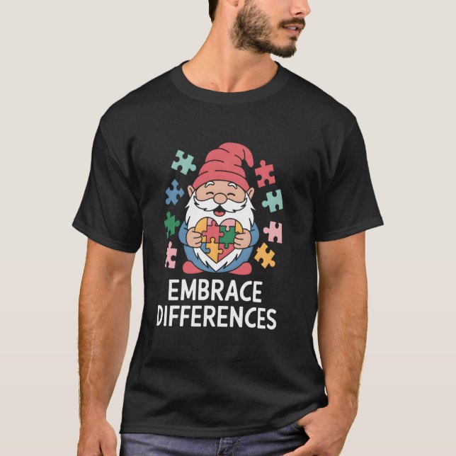 T-shirt Accepter les différences Gnome de sensibilisation  (Devant)