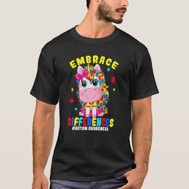 T-shirt Accepter les Différences Licorne Pièce de Puzzle A (Devant)