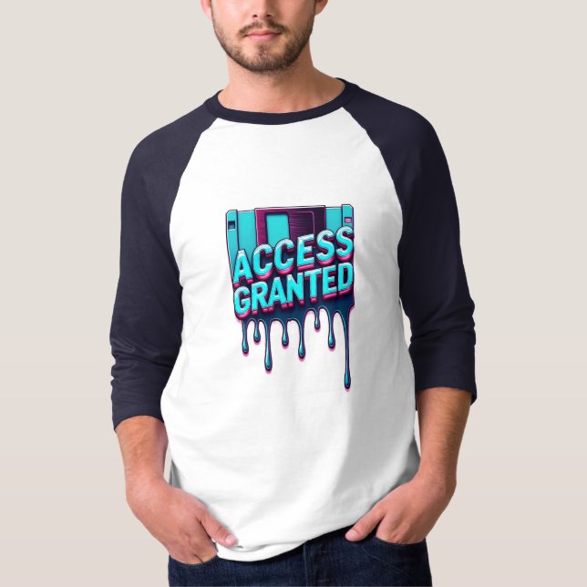 T-shirt Accès Autorisé | Graphisme de Disque Dur Rétro Hac (Devant)