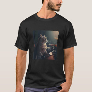T-shirt Accessoires de chat de batterie jazzy cool batteur