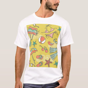 T-shirt Accessoires de plage : Motif sans couture en été.