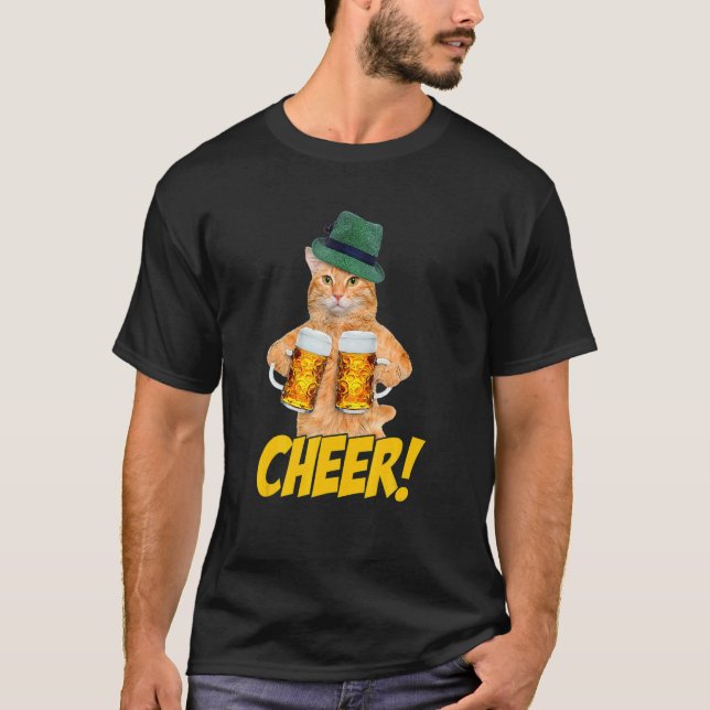 T-shirt Acclamer  Chat Bière  Chat Buvant de la Bière (Devant)