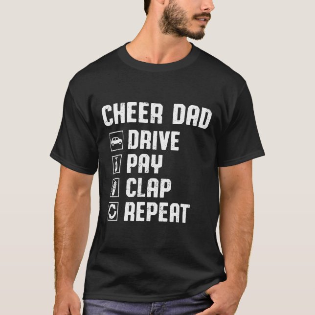 T-shirt Acclamer Papa Conduire Payer Applaudir Répéter Che (Devant)