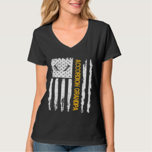 T-shirt Accordéon du drapeau américain vintage Grand-père