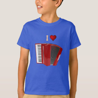 T-shirt Accordion : J'Aime Mon Accordéon Rouge