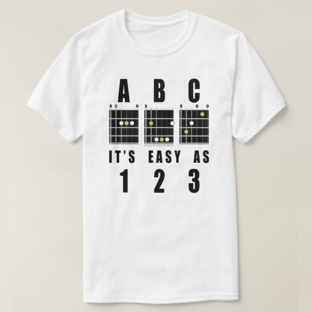 T-shirt Accords de guitare ABC C'est facile comme 123 (Design devant)
