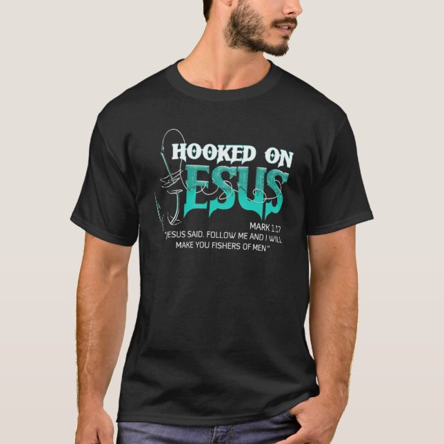 T-shirt Accro à Jésus Pêche (Devant)