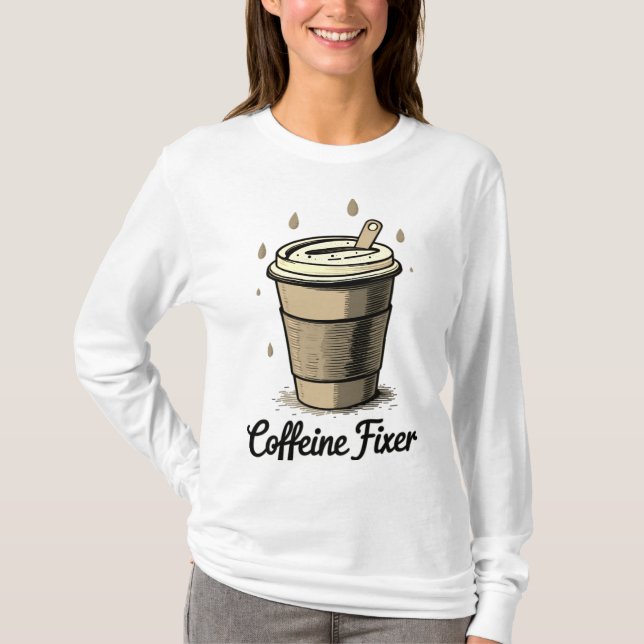 T-shirt Accro à la caféine (Devant)
