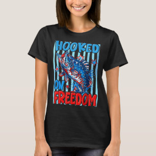 T-shirt Accro à la liberté 4 juillet pêche bass patriotiqu