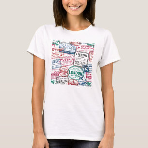 T-shirt Accro aux Tampons de Passeport Voyageur Rétro du M