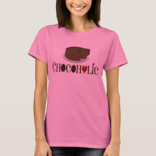 T-shirt Accro du chocolat, brun foncé et conception drôl