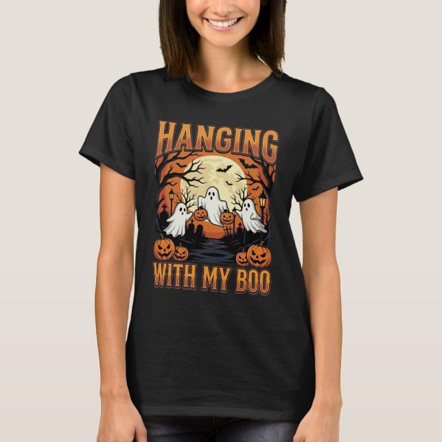 T-shirt Accrochage Avec Mon Chéri Design De Fantôme D'Hall (Devant)