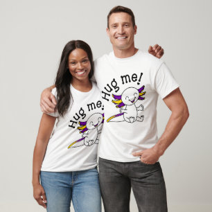T-shirt Accroche-moi ! Axolotl mignon dans les couleurs de